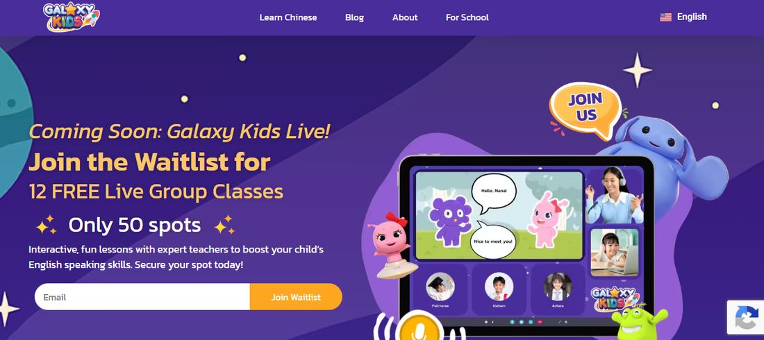 Galaxy Kids website screenshot