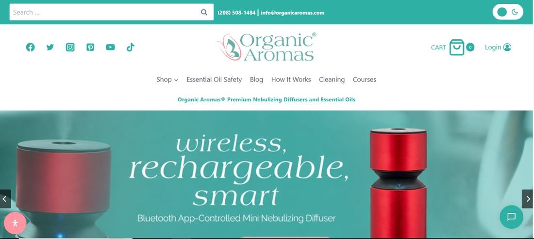 OrganicAromas.com website screenshot
